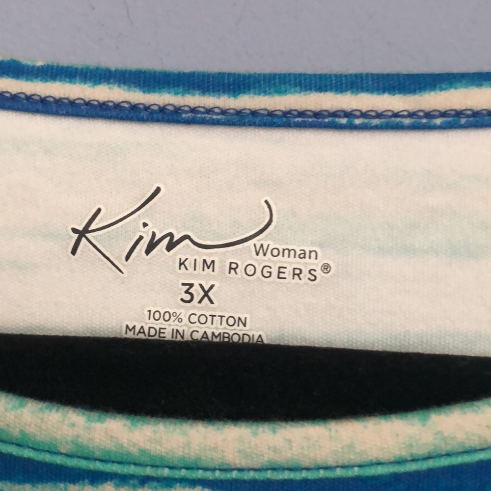 ⭕️ NO OFFERS PRICE FIRM Kim Rogers Blue and Green T-Shirt - Picture 2 of 4